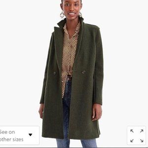 NWT J. Crew Dark Green Wool Daphne Top Coat
